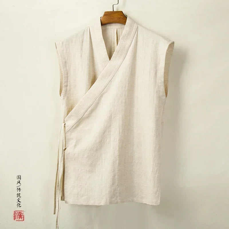 Kimono Court Homme Casual d'Été en Coton Respirant