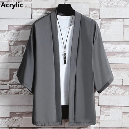 Kimono Court Mixte en Coton et Lin