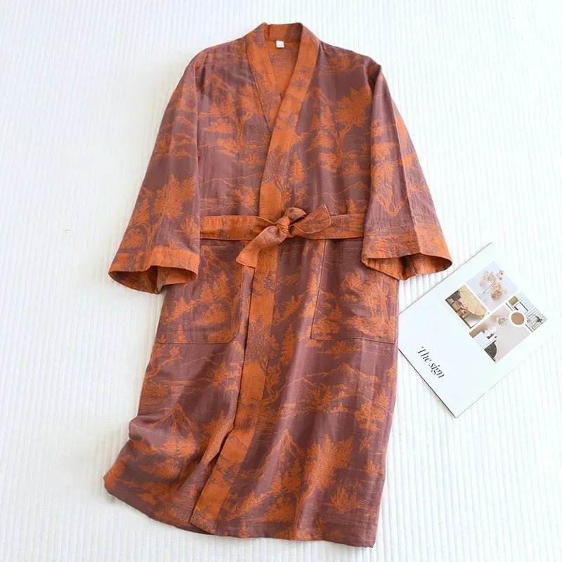 Kimono Mi-long Imprimé en Coton - Confort & Style