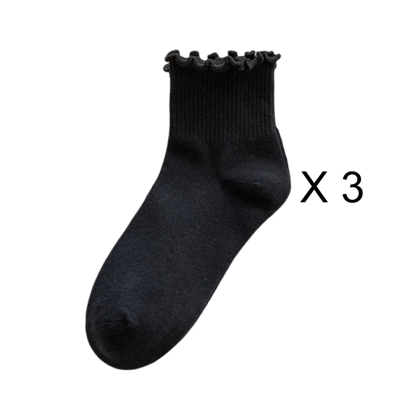 Lot de 3 Paires de Chaussettes Femme Coton Style Japonais - Confortables et Casual