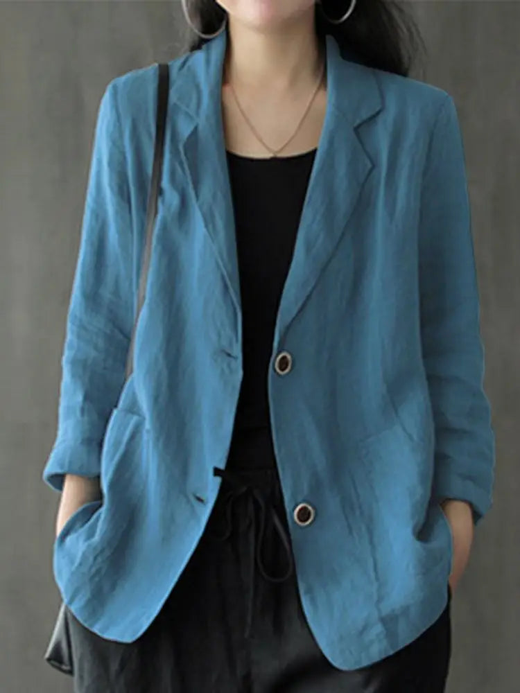 Blazer Léger Femme à Revers avec Poches