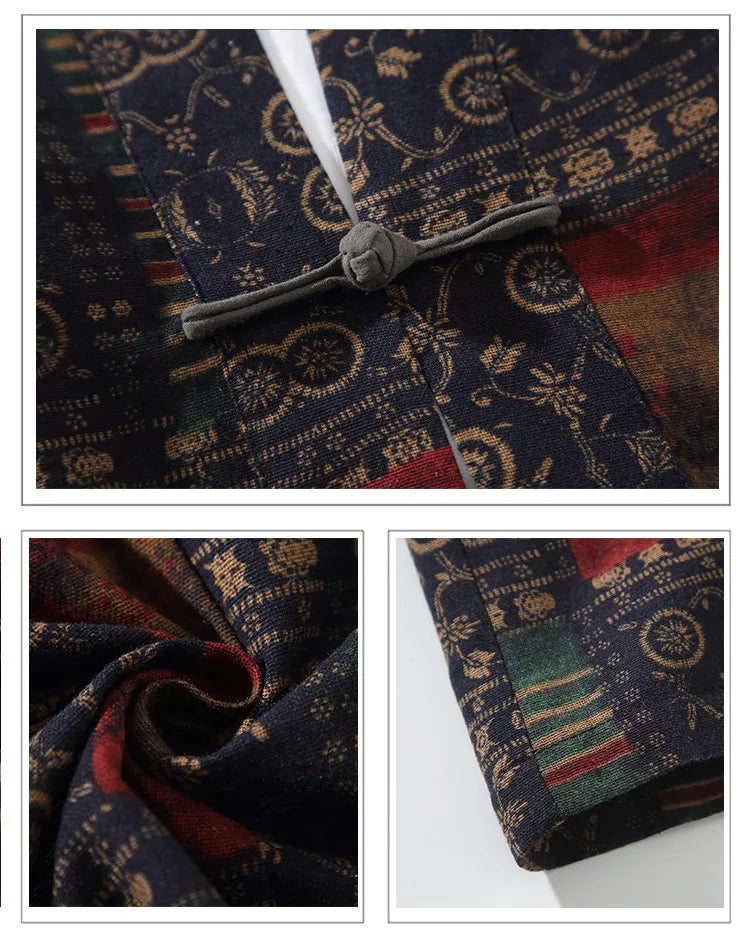 Kimono Court Homme en Coton et Lin - Style Asiatique Traditionnel