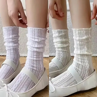 Chaussettes fines en dentelle pour femme - Style japonais doux
