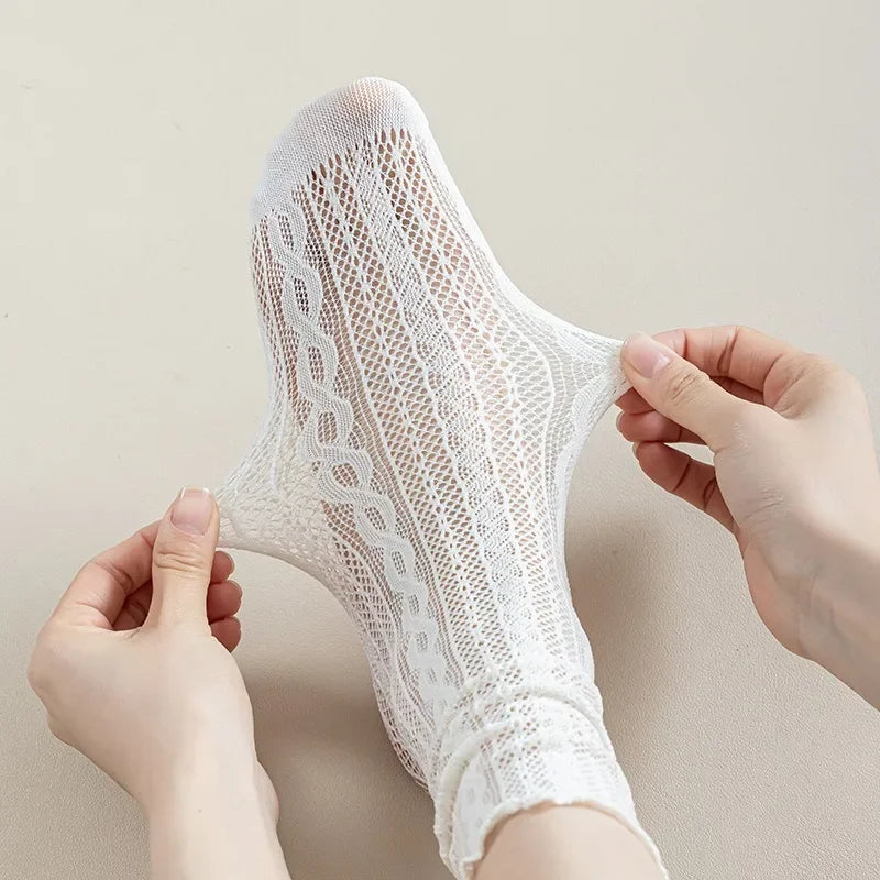 Chaussettes fines en dentelle pour femme - Style japonais doux
