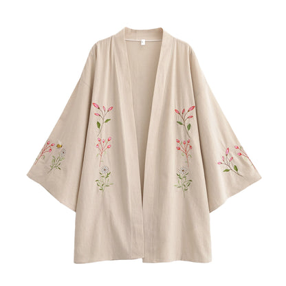 Kimono Court Fleuri Femme Style Bohème