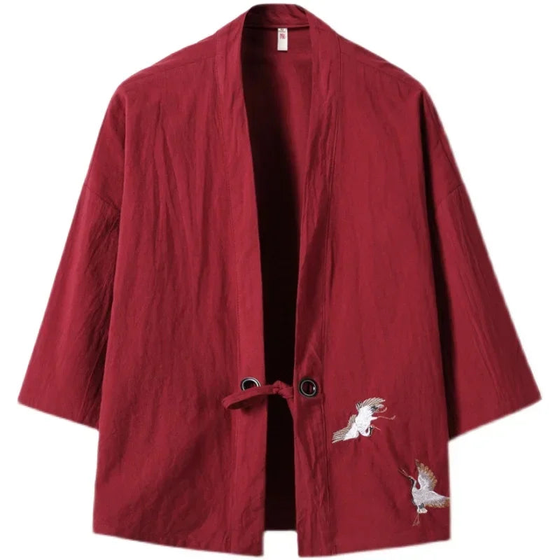 Kimono Court Homme Casual en Coton et Lin