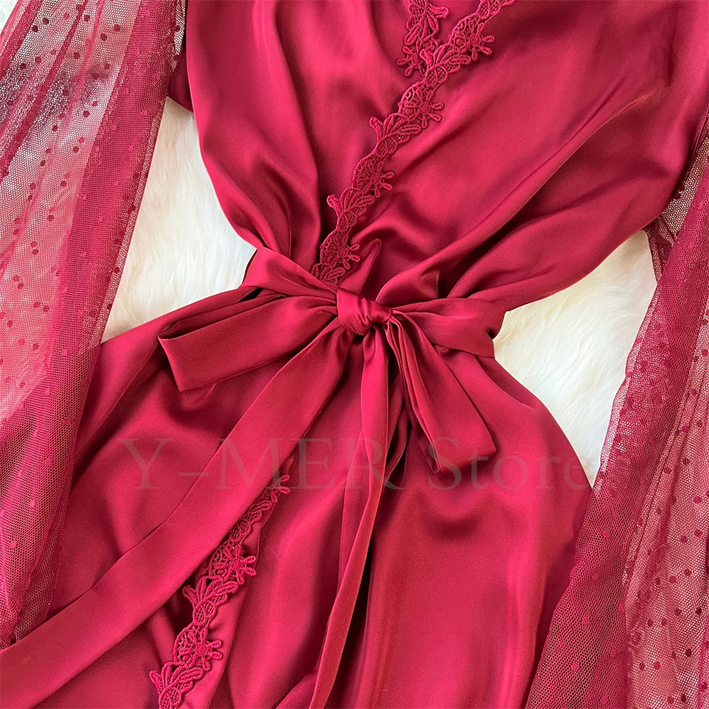 Kimono Mi-long en Satin pour Femme - Confort et Élégance
