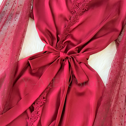 Kimono Mi-long en Satin pour Femme - Confort et Élégance