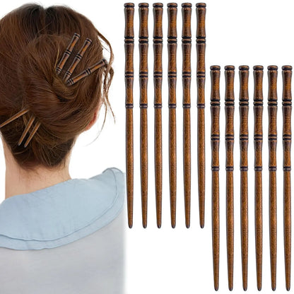 Lot de 12 Barrettes à Cheveux en Bois Naturel pour Femme