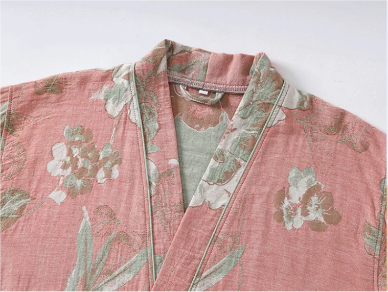 Kimono Mi-long Fleuri pour Femme en Coton - Confort et Style