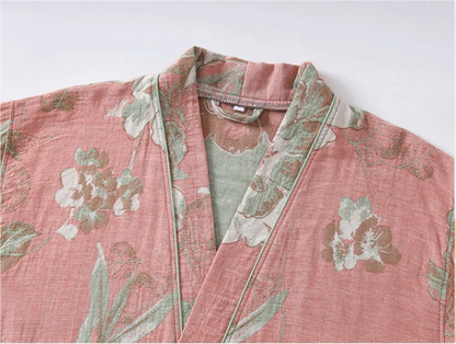Kimono Mi-long Fleuri pour Femme en Coton - Confort et Style