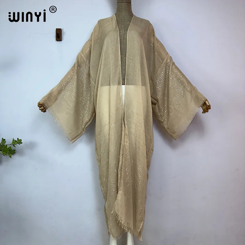 Kimono Long Bohème Imprimé pour Femme - Style Léger et Transparent