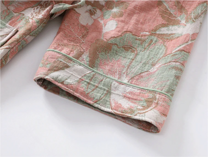 Kimono Mi-long Fleuri pour Femme en Coton - Confort et Style