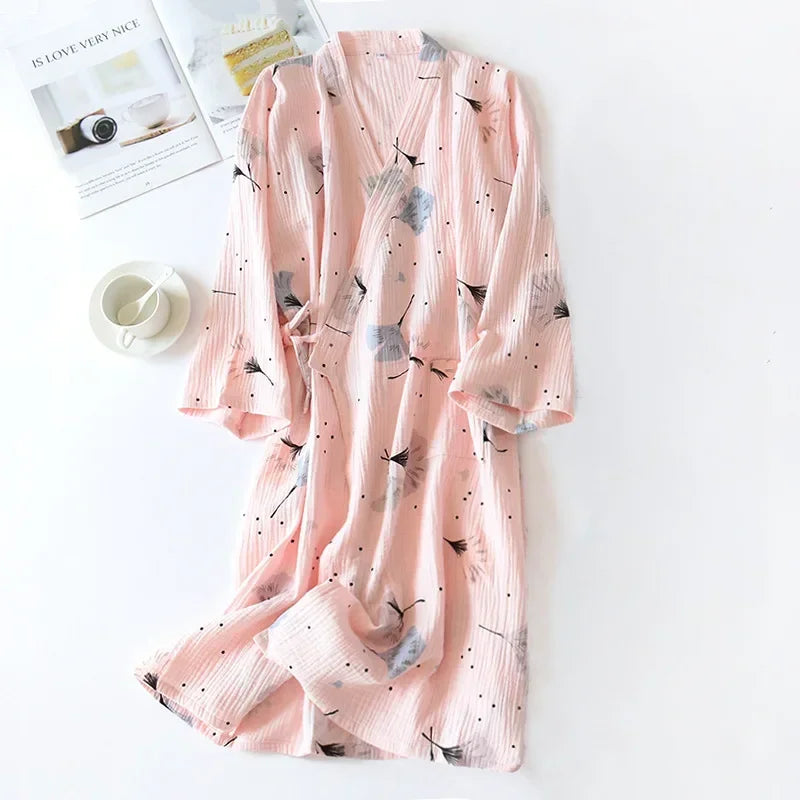 Kimono Mi-long Fleuri Femme en Coton - Confort & Style