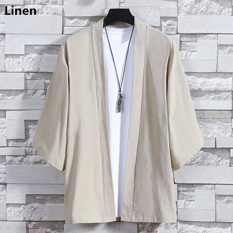 Kimono Court Mixte en Coton et Lin