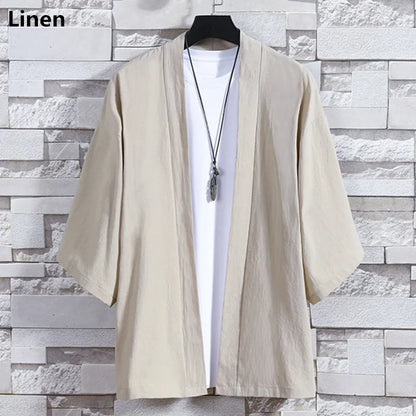 Kimono Court Mixte en Coton et Lin
