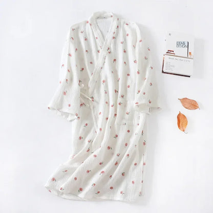 Kimono Mi-long Fleuri Femme en Coton - Confort & Style