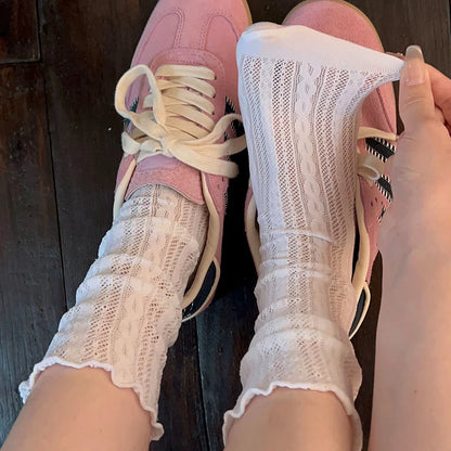 Chaussettes fines en dentelle pour femme - Style japonais doux