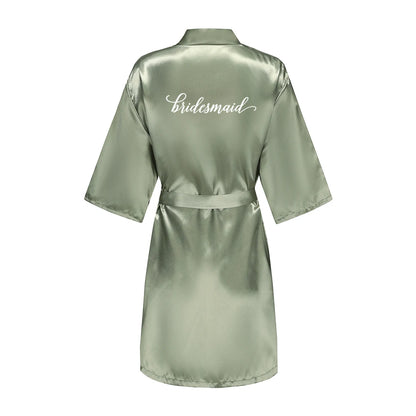 Kimono Mi-long Mariée en Satin Élégant - blanc ou vert
