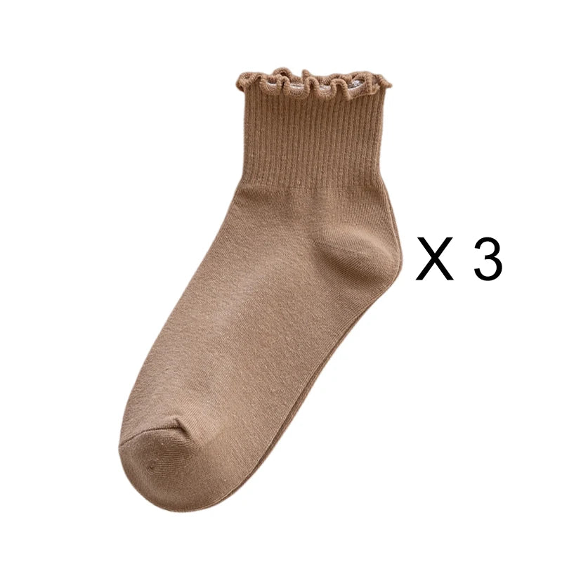Lot de 3 Paires de Chaussettes Femme Coton Style Japonais - Confortables et Casual