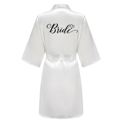 Kimono Mi-long Mariée en Satin Élégant - blanc ou vert