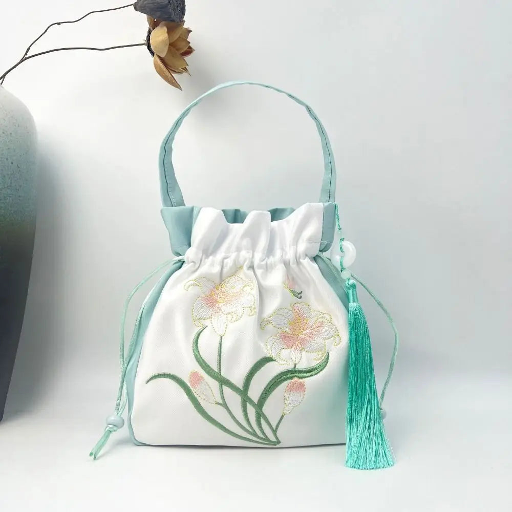 Sac à Main Bourse en Satin Fleuri - Chic et Polyvalent