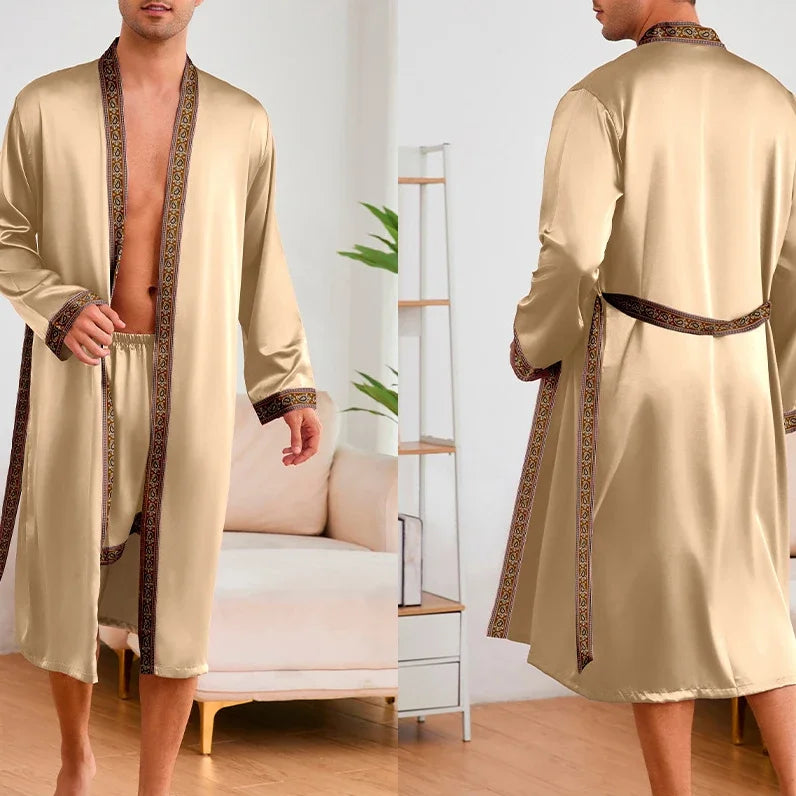 Kimono Mi-long Homme en Satin Doux et Confortable