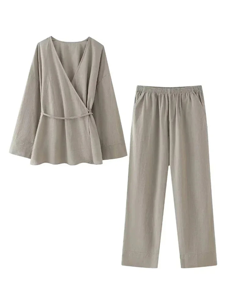 Ensemble Kimono et Pantalon Casual pour Femme