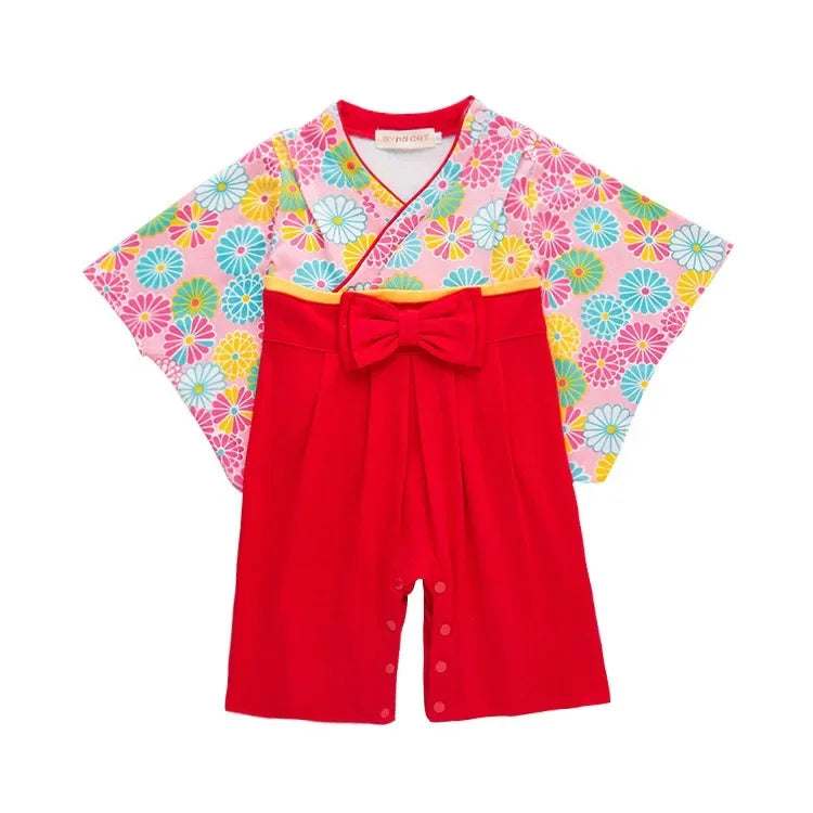 Ensemble Kimono et Pantalon Bébé Mixte Style Japonais Floral
