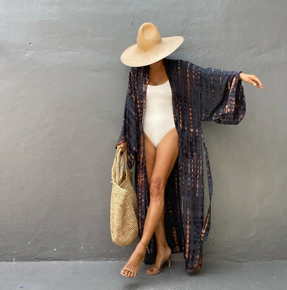 Kimono Long Femme Style Bohème- Motif Tie and Dye