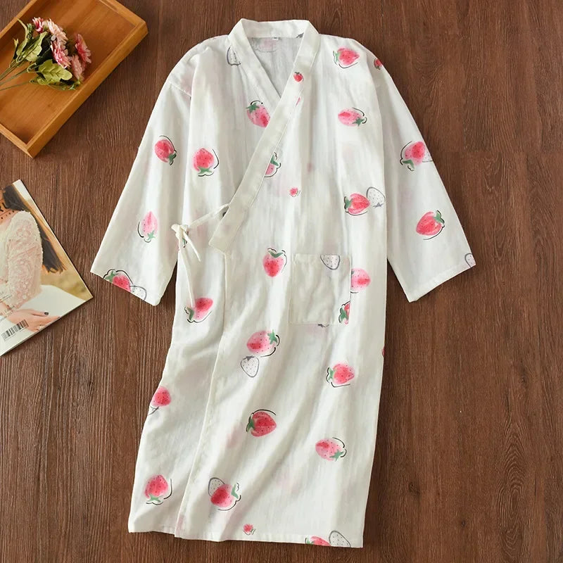 Kimono Chemise de Nuit Femme Coton