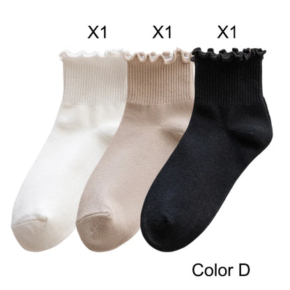 Lot de 3 Paires de Chaussettes Femme Coton Style Japonais - Confortables et Casual