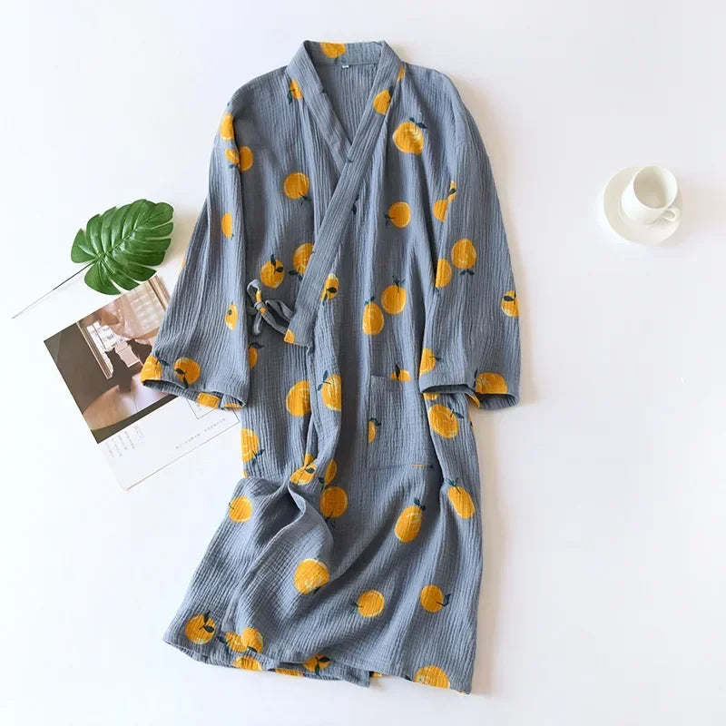 Kimono Mi-long Fleuri Femme en Coton - Confort & Style