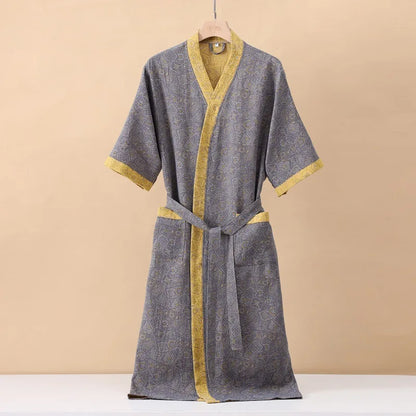 Kimono Mi-long Imprimé en Coton pour Femme