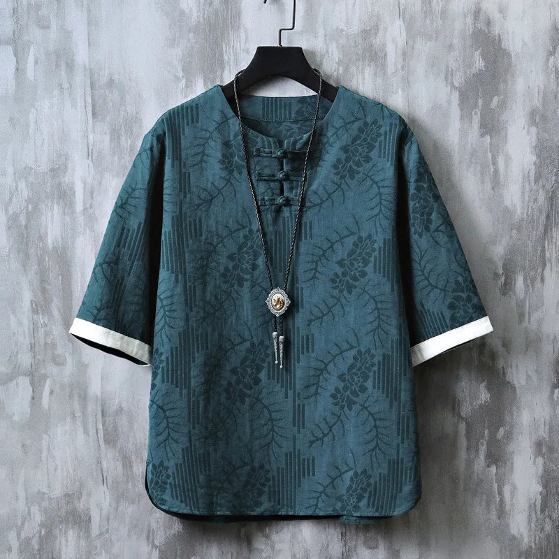 T-Shirt Kimono Homme Court Style Décontracté Imprimé