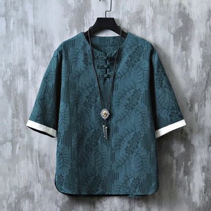 T-Shirt Kimono Homme Court Style Décontracté Imprimé