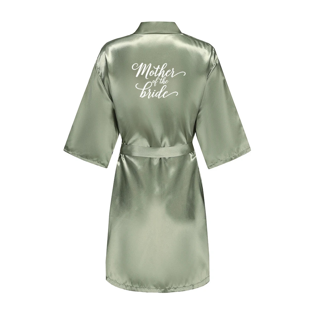 Kimono Mi-long Mariée en Satin Élégant - blanc ou vert