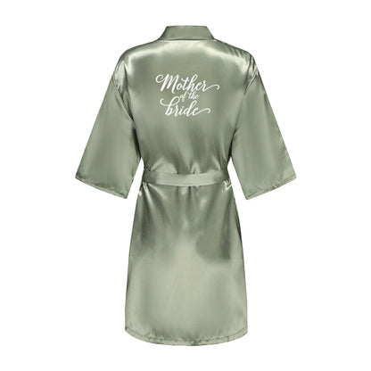 Kimono Mi-long Mariée en Satin Élégant - blanc ou vert