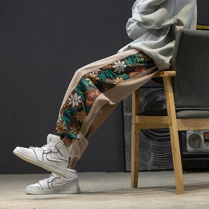 Pantalon Homme Large en Coton, Taille Élastique, Style Casual