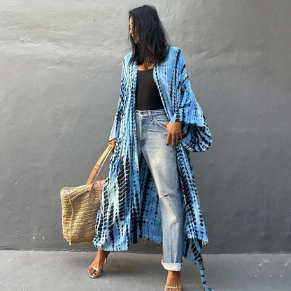 Kimono Long Femme Style Bohème- Motif Tie and Dye