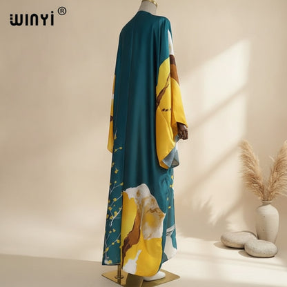 Kimono Long Bohème Imprimé Polyester Femme - Taille Unique