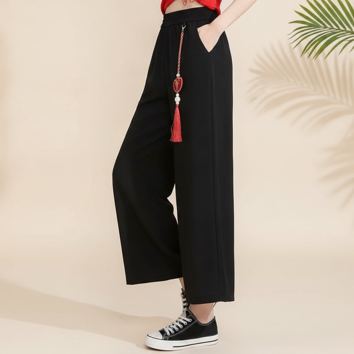 Pantalon Court Fluide Femme en Mousseline Tangslady