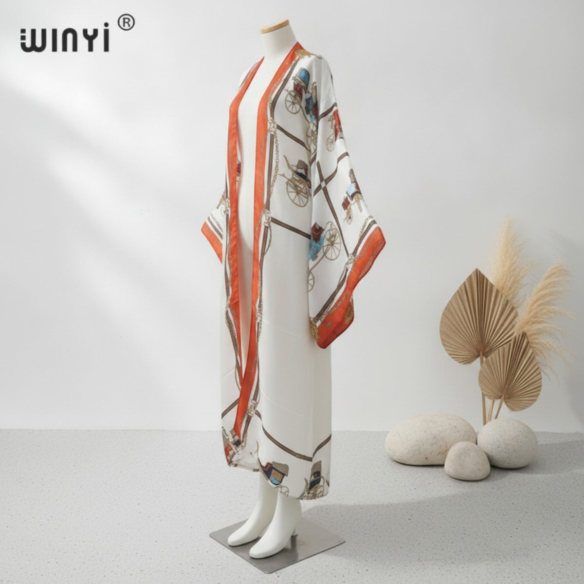Kimono Long Bohème Imprimé Polyester Femme - Style Léger & Fleuri
