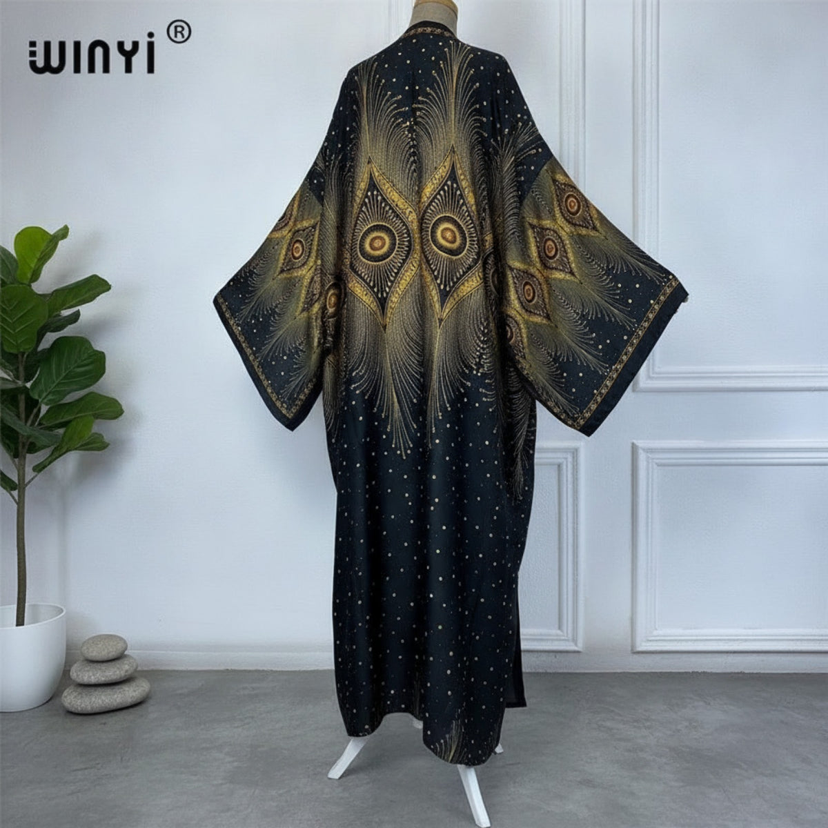 Kimono Long Bohème Imprimé Polyester Femme - Style Léger Été 2024