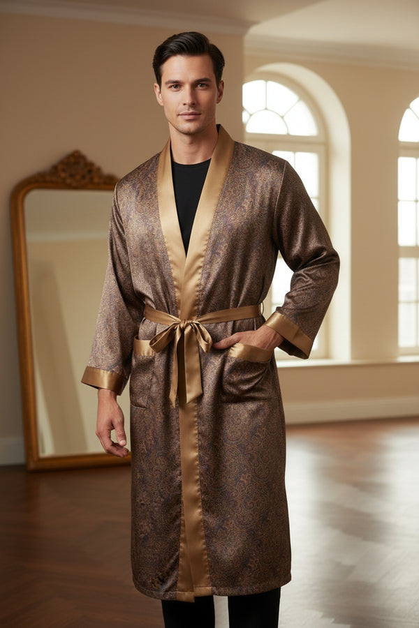 Kimono Mi-long Homme en Satin Imprimé - Confort & Style