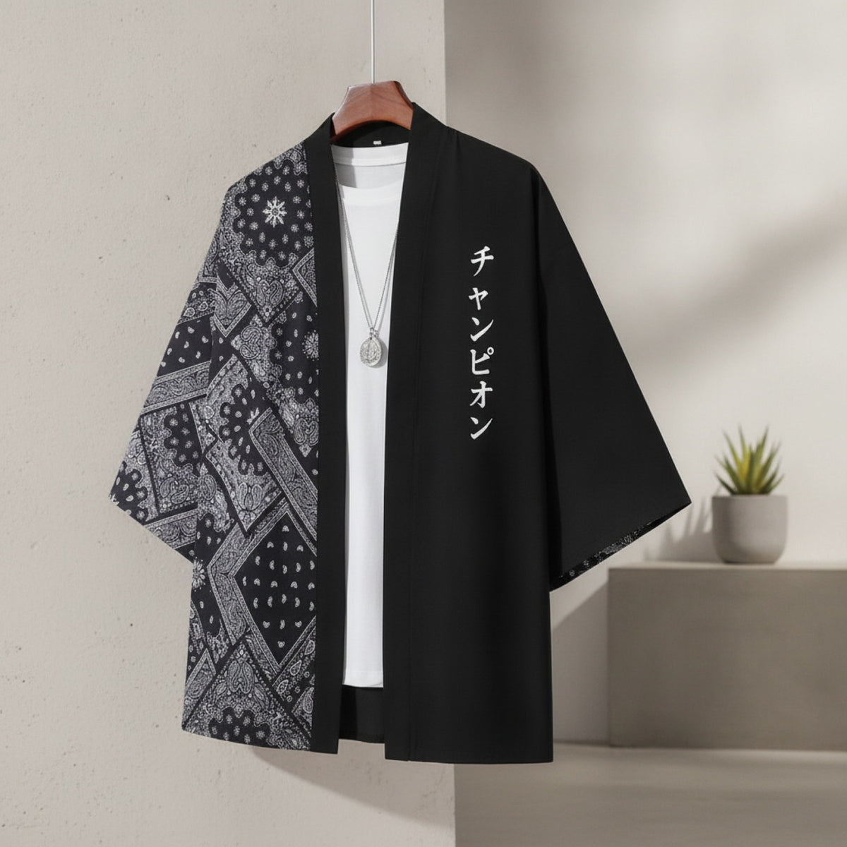 Kimono Court Homme Polyester Style Japonais Léger