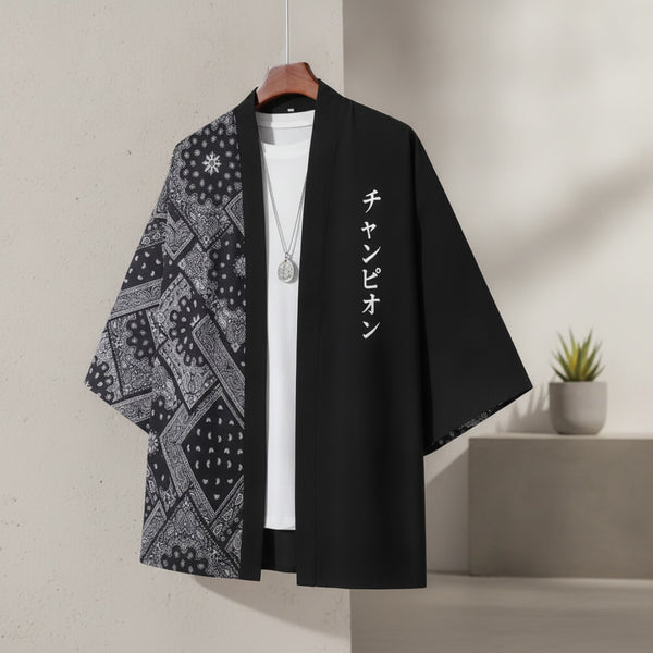Kimono Court Homme Polyester Style Japonais Léger