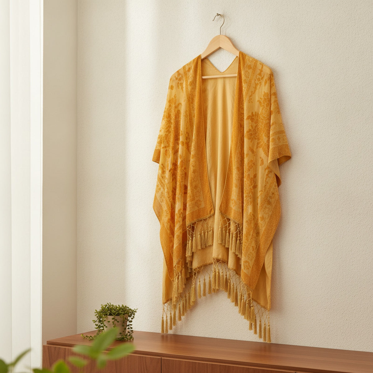 Kimono Court Fleuri Transparent Femme WeHello - Nylon & Velours