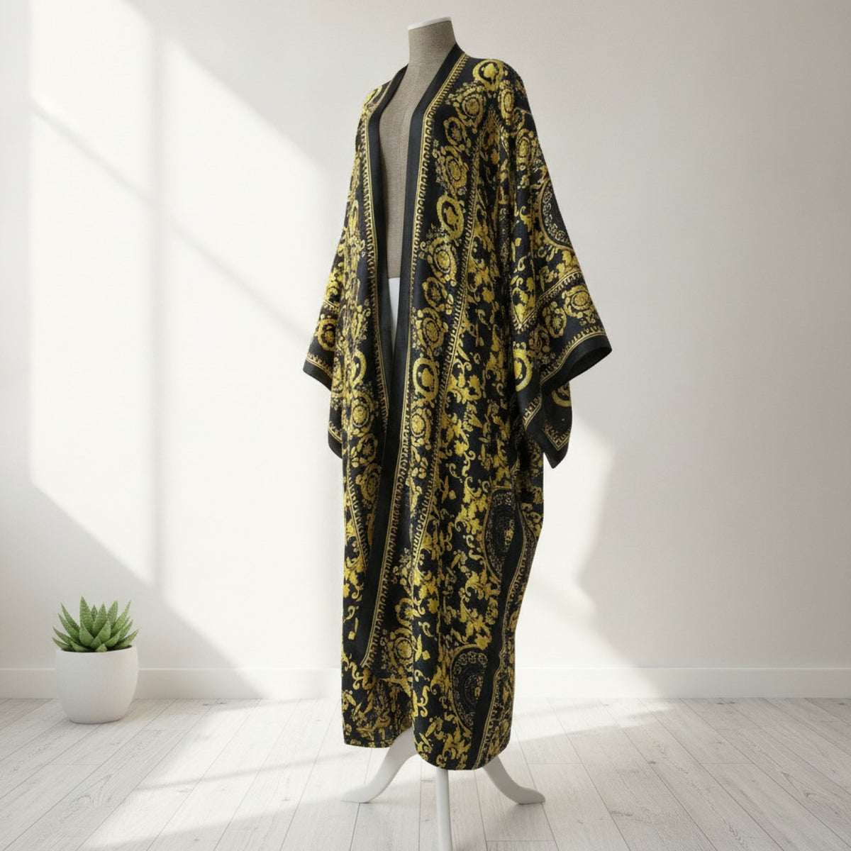 Kimono Long Bohème Imprimé Polyester Femme - Style Été Léger