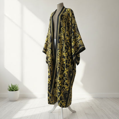 Kimono Long Bohème Imprimé Polyester Femme - Style Été Léger